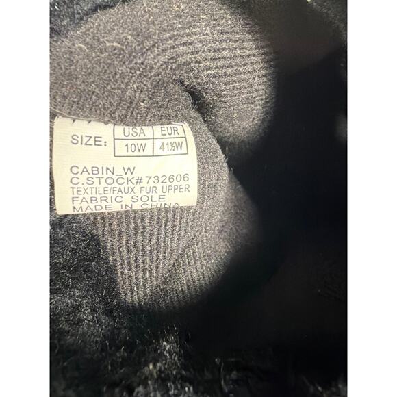 South Pole Boots Womens Size 10W Black Faux Fur Cabin Slipper House Shoes - Picture 11 of 11